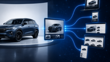 Vehicle video content distributed from one car to multiple listing screens and devices